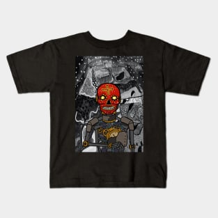 Futuristic 5head Digital Collectible - Character with RobotMask, MexicanEye Color, and GlassSkin on TeePublic Kids T-Shirt